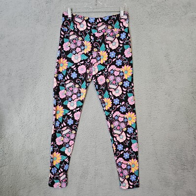 Lularoe TC Leggings Rainbow Sugar Skull Roses Lock Key Heart Day Of The  Dead