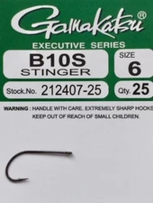 25 GAMAKATSU B10S STINGER HOOK -YOU PICK THE SIZE. FLY TYING. STREAMER HAIR BUGS