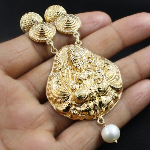Goddess Pendant Charm Necklace 925 Sterling Silver Gold Plated Beads Necklace - Picture 5 of 9