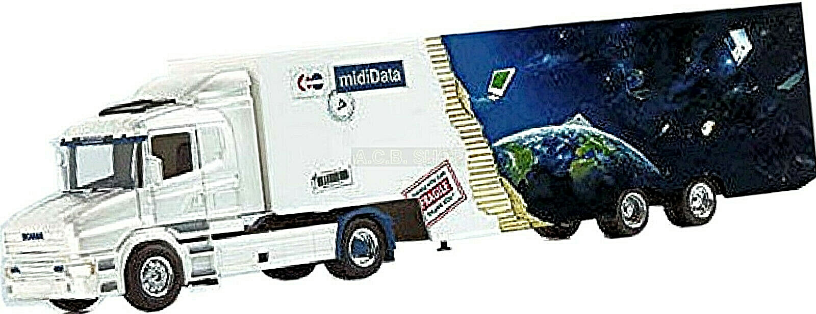 Scania Hauber 96 Box Semi-Trailer GIRR Logistics White Metal 1:87 Herpa PC