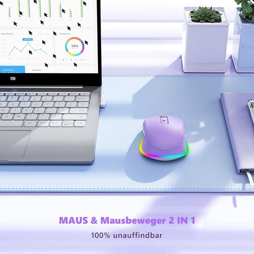 Kabellose Maus LED Wiederaufladbar mit Mausbeweger Leise 2,4G USB Funkmaus C313 - Afbeelding 3 van 7