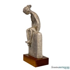 Vintage Abstract Figural Girl Chalkware Art P...