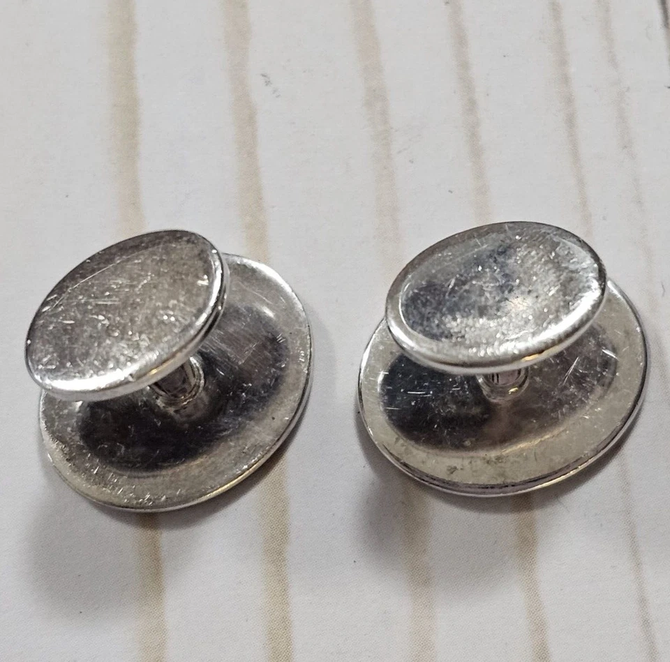 Abotoaduras ovais de prata esterlina 925 Tiffany & Co New York traseira fixa - Imagem 4 de 4