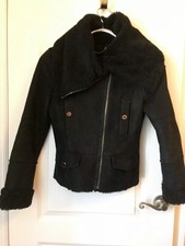 Sheepskin Shearling Leather Coat Jacket Xs-s