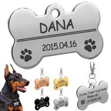 Hundemarke mit Gravur Knochen Tiermarke Edelstahl Personalisiert Name 4 Farben