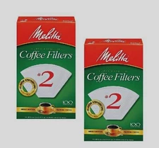 2~ #2 Melitta CONE Coffee Filters #2 100ct White Manual Makers Ready Set Joe