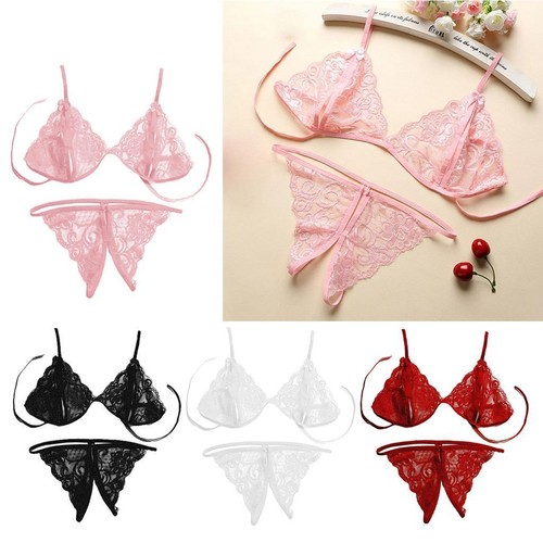 Women's 2 Piece Open Bra and Thong Panty Set
