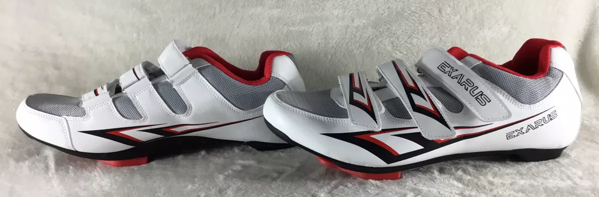 Exarus Mens 10.5 Cycling Shoes Road Bike Shoes Peloton Look White