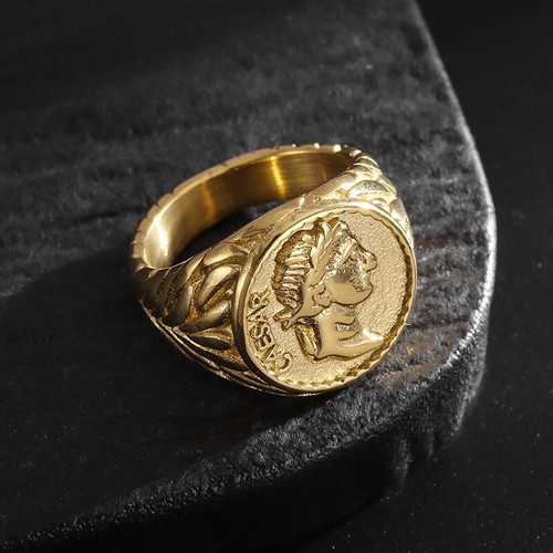 Roman Empire Caesar Signet ring mens Retro Vintage Coin Medal Gift Rings Band - 第 17/21 張圖片