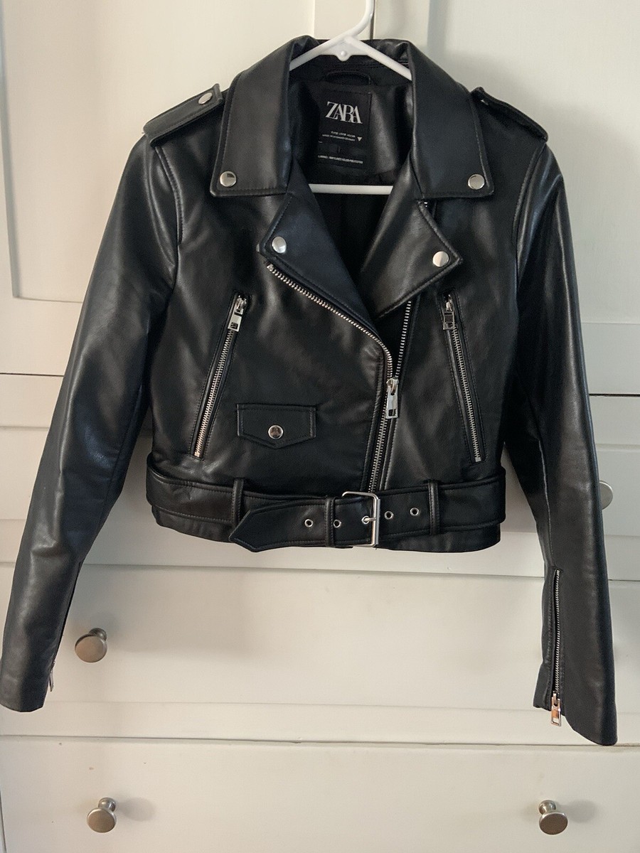 Zara FAUX LEATHER BIKER JACKET Women's Size Small Fashion Zara FAUX LEATHER BIKER JACKET Women's Size Small Fashion