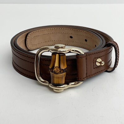 小物 GUCCI Interlocking G Bamboo Buckle Belt Authentic Gucci Bamboo Buckle Belt 80/32 Brown SP Wood Toggle