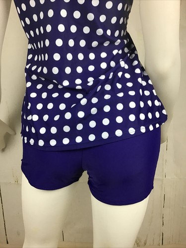 Holipick Women’s 2 Pc.Navy Blue/WhitemPolka Dot Ruffle Tankini W/Boy Short Sz. M - Picture 11 of 21