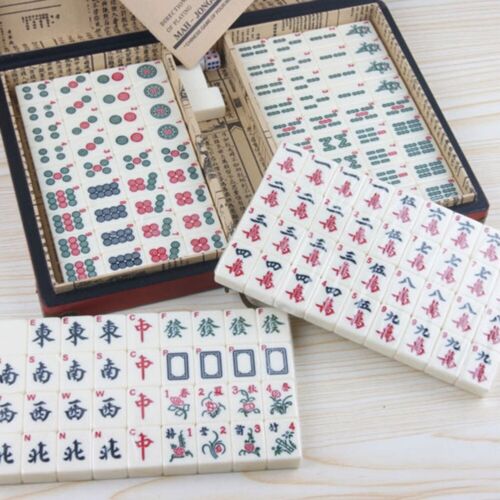 Mahjong Antikes Mahjong 144 Weiße Fliesen Für Familienspiele Holzkiste - Bild 1 von 9