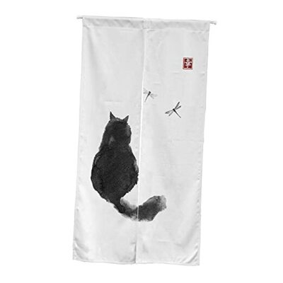  Design Japanese Ink Cat Black and White Noren Doorway Curtain Polyester Inkcat