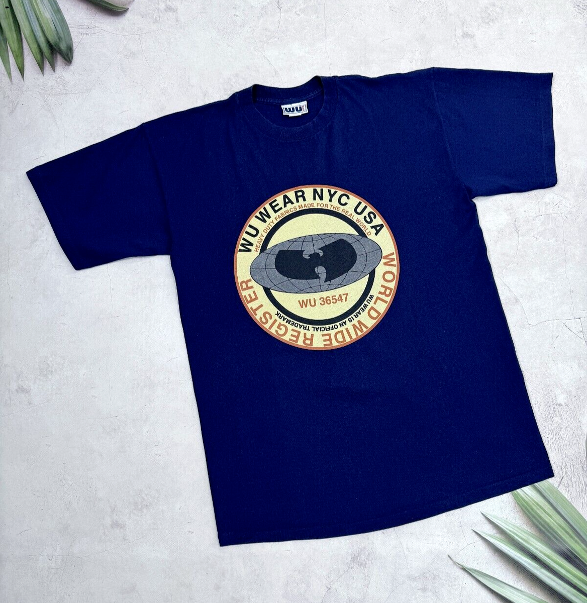 Vintage Wu Wear T-Shirt Wu-Tang Clan NYC USA Gza Rza Globe Logo 
