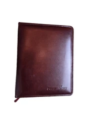 Supervalu Zip Binder Made in USA Red Leather Writing Pad Planner Organizer