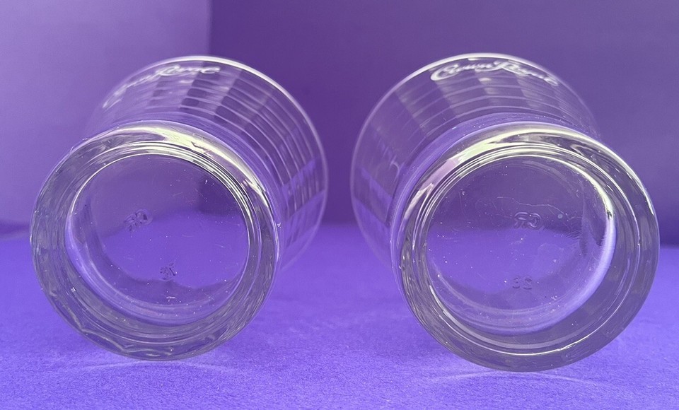 Set Of 2 Vintage CROWN ROYAL Logo Tapered Optic Block Rocks Whiskey