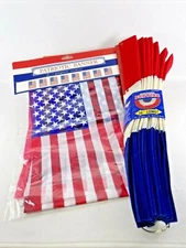 AMSCAN Bunting Red White Blue Indoor Outdoor 18 x 36 & 12' Plastic Banner w Flag