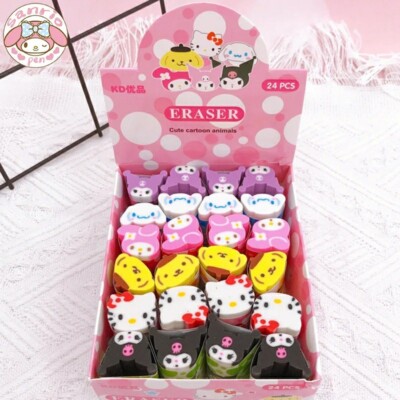 Sanrio Cartoon Radierer 6 Stück Kawaii Kuromi Melodie Hello Kitty Cinnamoroll...