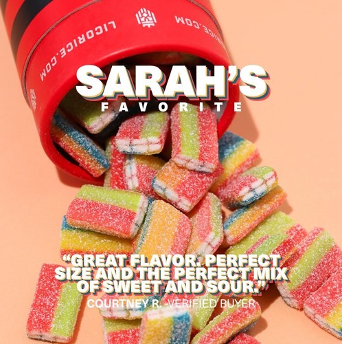 Deliciosos ladrillos de regaliz suaves y masticables - Paquete de arco iris y fresa dulce y agrio - Imagen 4 de 9