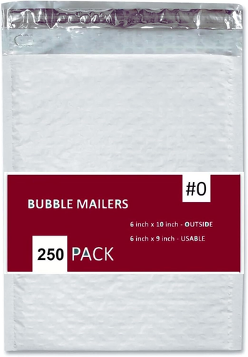 Produktbild von 250 Weiße Bubble-Kraft-Umschläge #0 6x10 Zoll – Von Zoomvalue, Recycelbar