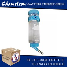 Cage pet Water Bottle 250ml Blue Snap on small animal rabbit - Pack of 10