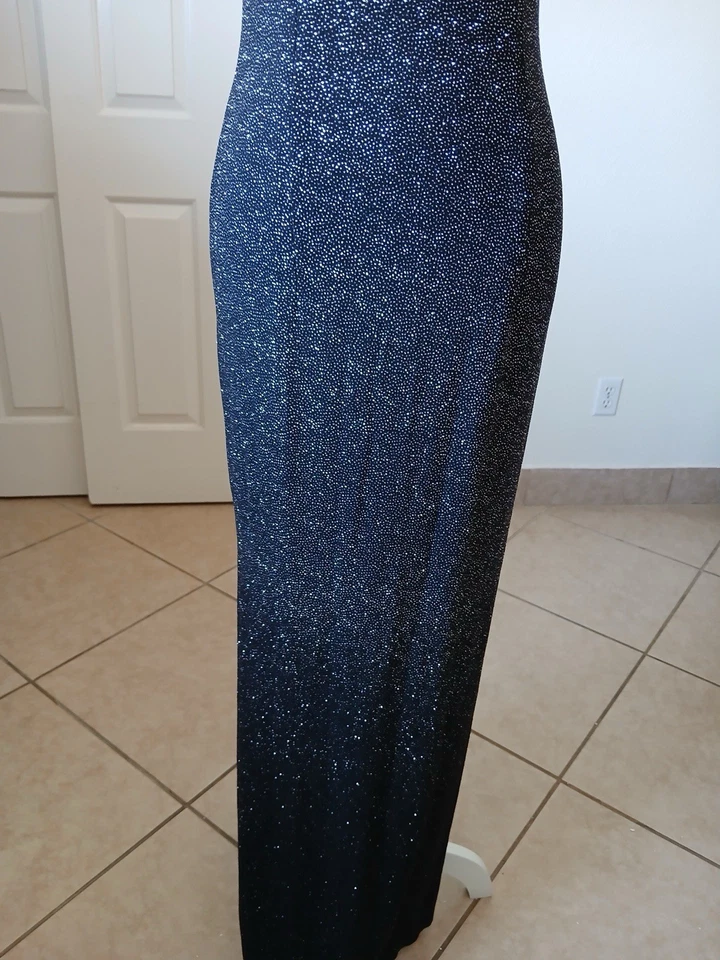 Maxi Vestido Dave & Johnny Años 90 De Colección Brillo Estrás Correas 5/6 Noche Formal Foto 4 de 4