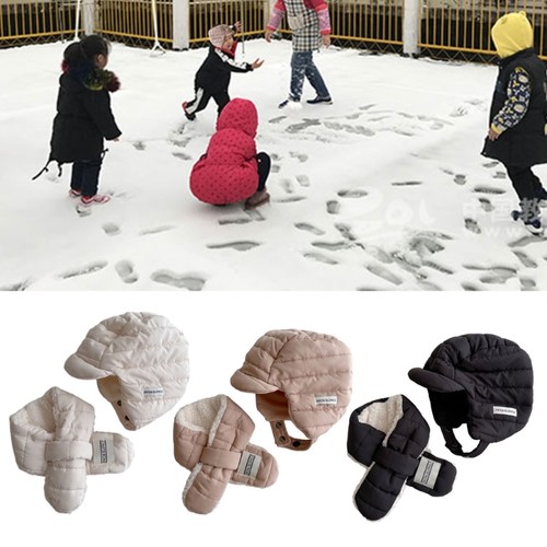 2pcs Plush Scarf+Winter Earflap Hat for Kid Keep Warm Protecting Ear Hat Outdoor - Picture 2 of 11