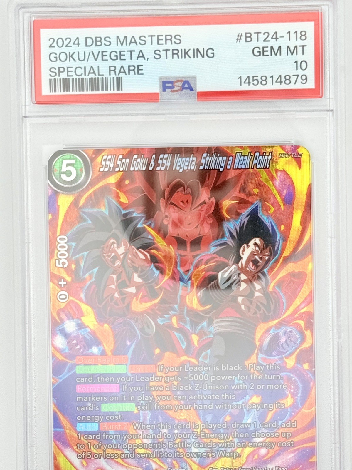 SS4 Son Goku & SS4 Vegeta, Striking a Weak Point - BT24-118 - HOLO FOIL - PSA 10