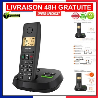 Gigaset Pure 220A - Téléphone Noir Anthracite avec Blocage d’Appels et Répondeur - Photo 1/4