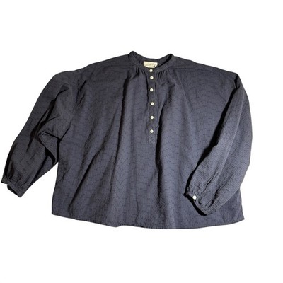 Universal Thread Womens Cotton Dobby Henley Blouse Charcoal Gray Size M