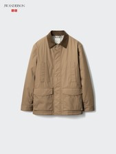 J W Anderson x Uniqlo Puffertech Utility Jacket Coat Brown Beige Large Oversized