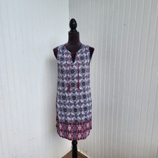 Beach Lunch Lounge Shift Dress Sleveless Boho Earthy Casual Tasseled Burgundy S