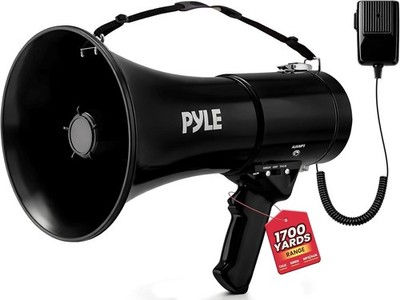 Pyle Megaphon Lautsprecher PA Horn mit integrierter Sirene 50 Watt & einstellbar...