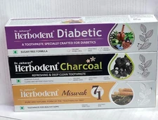 Herbodent®  Toothpaste Pack of 3 (Diabetic , Charcoal Miswak)  100g per piece