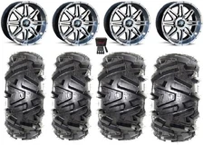 MSA Dark Tint Vibe 14" UTV Wheels 30" Moto MTC Tires Kawasaki Mule Pro FXT KRX