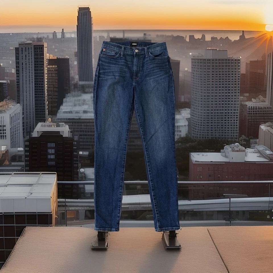 Pantalones de mezclilla ajustados Hudson Blair para mujer talla 30 azul con botones de orquídea Foto 4 de 4