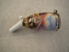 Antyczna porcelanowa głowa fajki motyw myśliwski jeleń – wiatrówka/pokrywa – „Ucieczka”