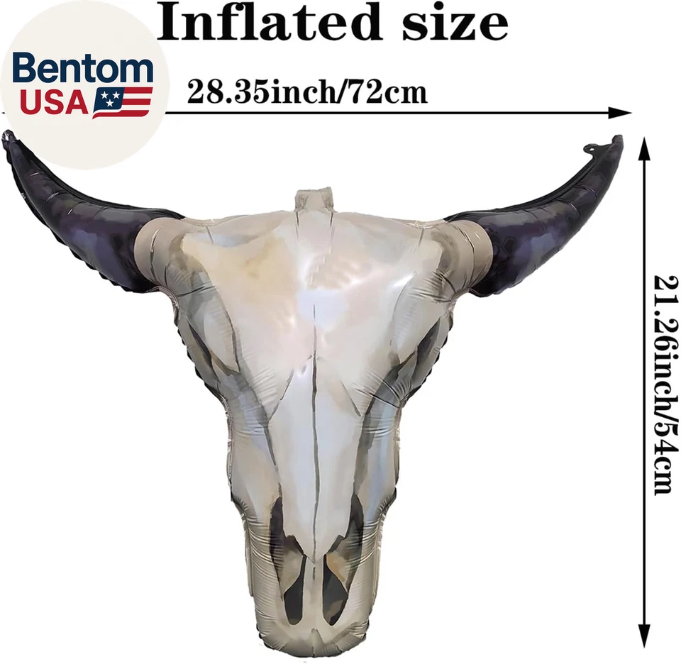 Paquete de 3 globos Western Long Horn para fiesta de vaca, globo vaquero Longhorn de papel de aluminio Foto 2 de 4