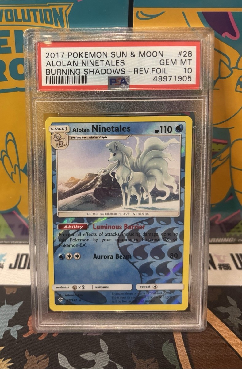 PSA 10 Alolan Ninetales Reverse Foil 28/147 Burning Shadows 2017