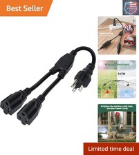 3-Prong Y Splitter Power Extension Cord 1 FT, Straight Plug 1 to 2 Way Outlet