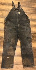 Carhartt Double Knee Unlined Duck Bib Overall Black Canvas 102776 001 46x34