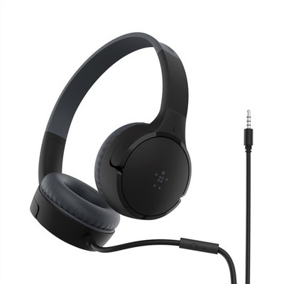 Belkin SoundForm Mini Kids Wired Headphones Mic 85dB Limit for iPhone Black