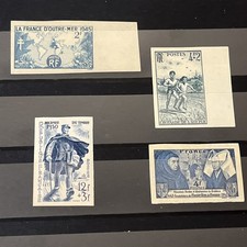France 1943-1950 Lot 4 Timbres Non Dentelés **/* n° 593-863 2xBdf Cote 305 €
