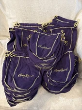 Lot Of 113 Crown Royale Drawstring Bags- Purple With Gold Stitching