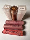 1958 P Lincoln Wheat Cent Rolls BU Red Uncirculated Pennies 6 Full Rolls