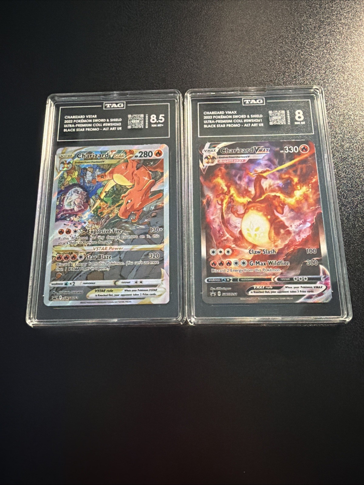 Charizard Alternate Art Graded Lot TAG 8 Charizard Vmax And TAG 8.5 Vstar Promo