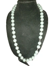 Chew Beads Silicone Turquoise Necklace w/ Safety Release Hand Knotted 28"