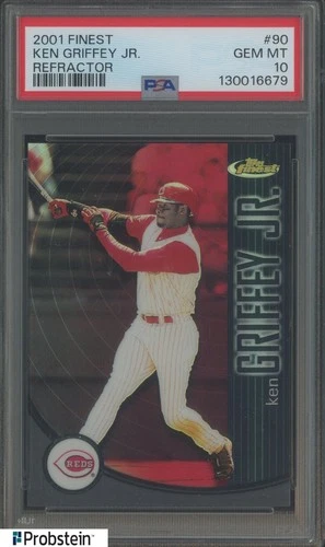 2001 Topps Finest Refractor #90 Ken Griffey Jr Cincinnati Reds HOF /399 PSA 10