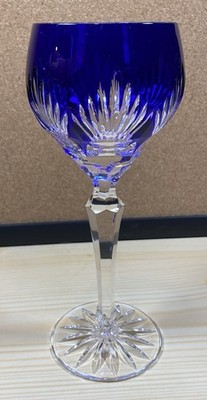 Essex Crystal Clear Industries Vintage Cobalt Blue Wine Hock Goblet Glass 8.25 